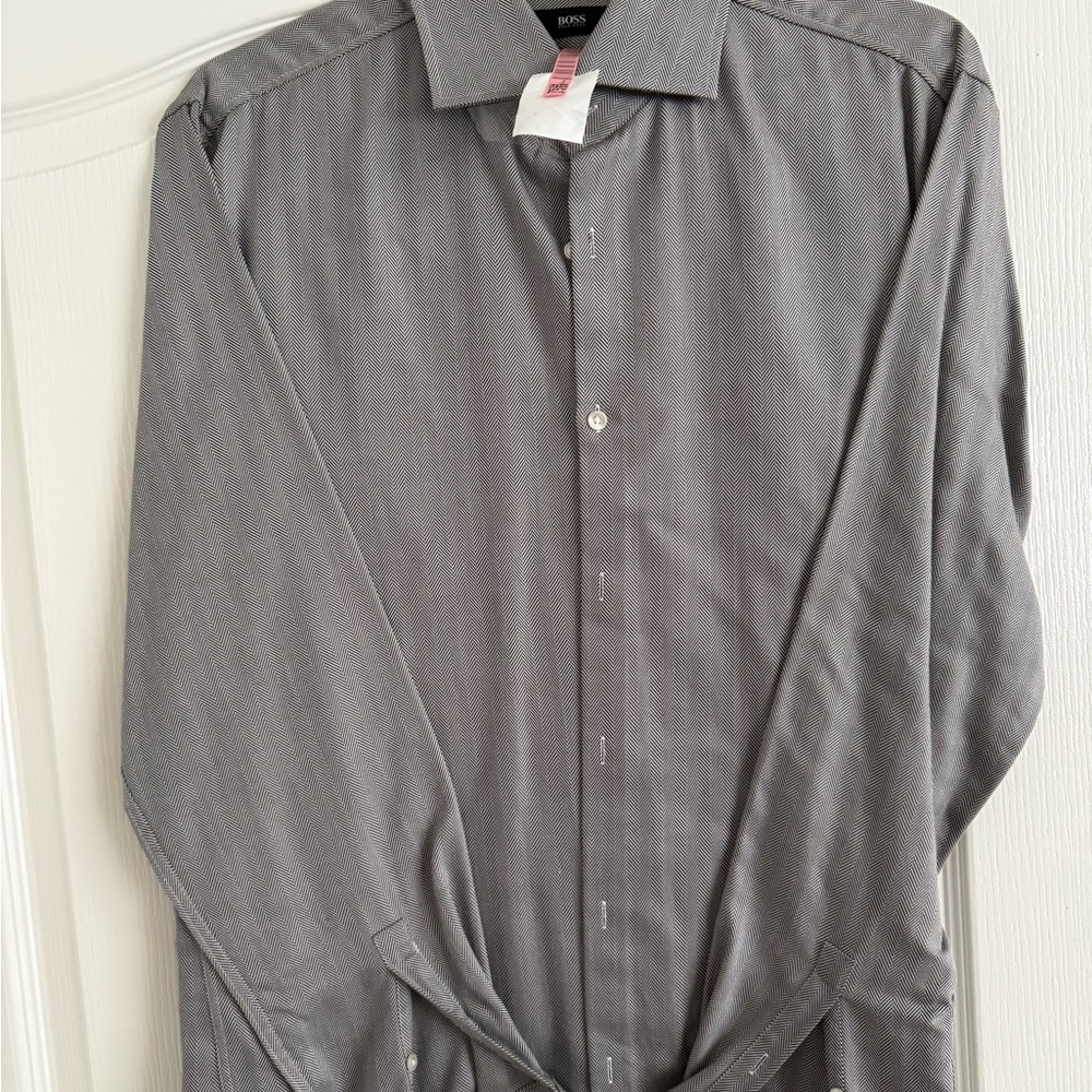 BOSS Men's Gray Dress Shirt